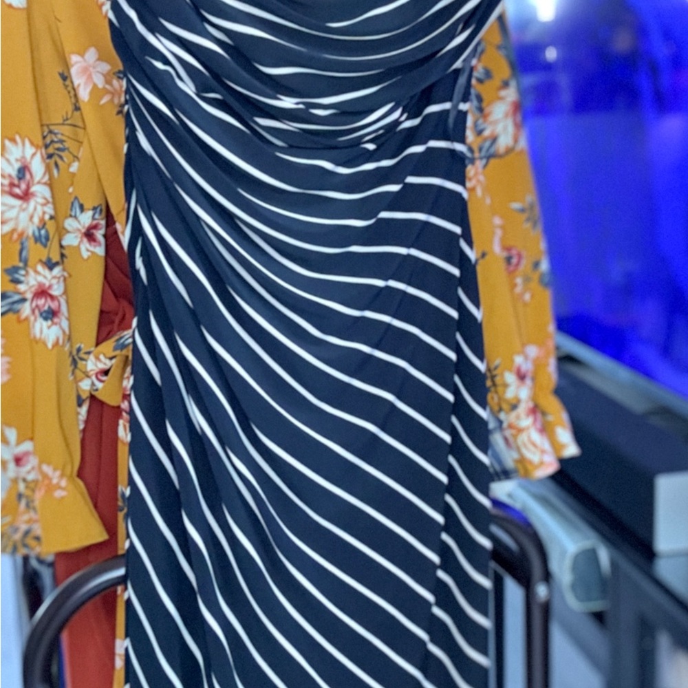 Ralph Lauren One Shoulder Black and White Striped Dress